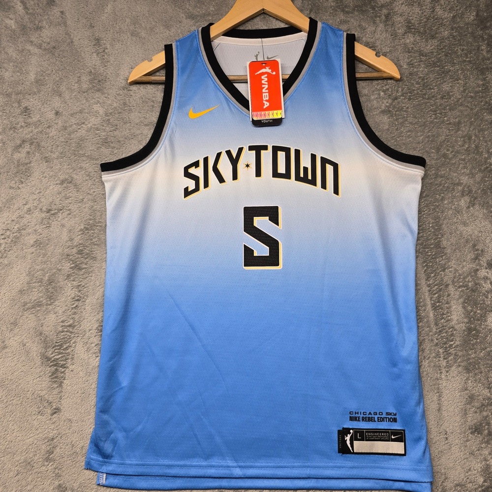 Nike Chicago Sky Angel Reese Rebel‎ Edition Jersey Youth Large 14/16 Blue Ombre